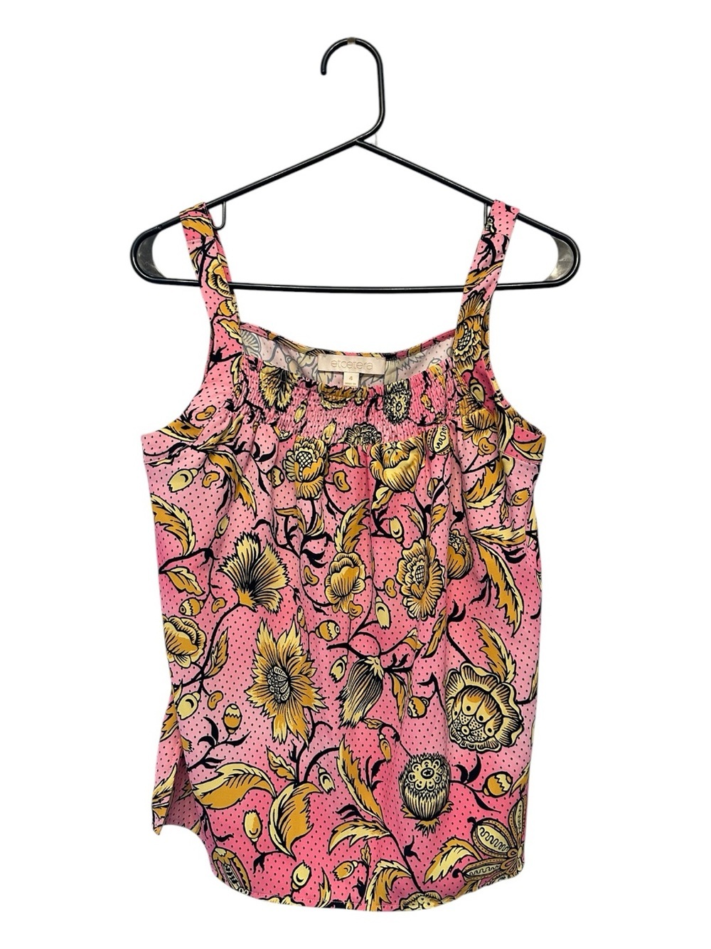 Etcetera Pink Floral Camisole with Yellow Accents Size 4